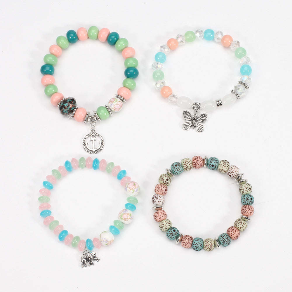 2022 Bohemian Butterfly Ship Anchor Elephant Pendant Multi-layer Bracelet Wholesale Bracelet Factory New Style Bracelet