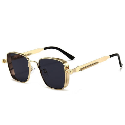 2025 New European and American Cross-Border Personalized Sunglasses Retro Square Frame Steam Metal Sunglasses Sun Protection High-End Sunglasses