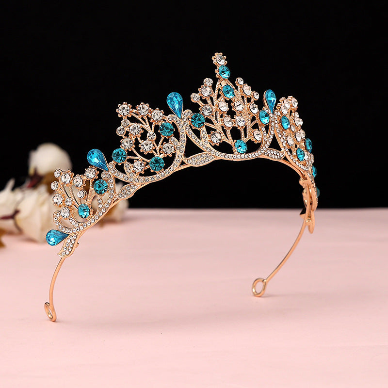 Super Fairy New Princess Sweet Bridal Crown Red Tiara Crystal Toast Clothing Hair Accessories 18Th Birthday Gift
