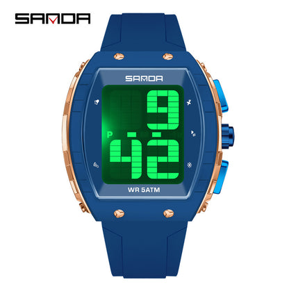 Sanda Elderly Voice Time Watch Large Digital Screen Luminous Multi-Function Watch Waterproof Calendar Digital Watch