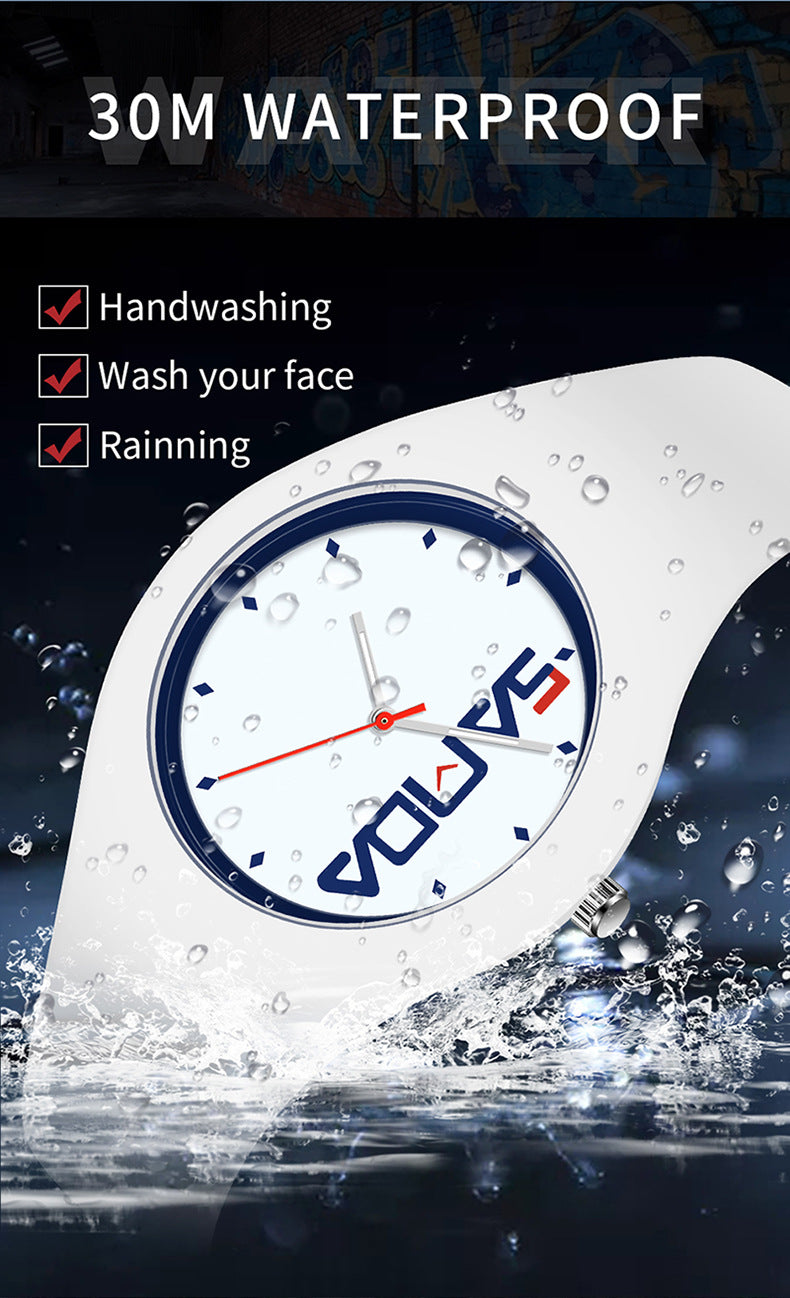 SANDA Outdoor Sports Watch Simple Waterproof Men's and Women's Fashion Quartz Watch Silicone Tape Casual Student Quartz Watch
