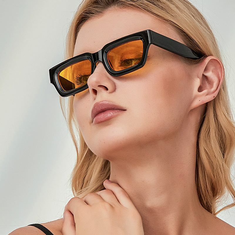 Retro Concave Small Frame Square Sunglasses 2023 New Sunglasses European and American Cross-Border Street Photography Sun Protection Trendy Sunglasses