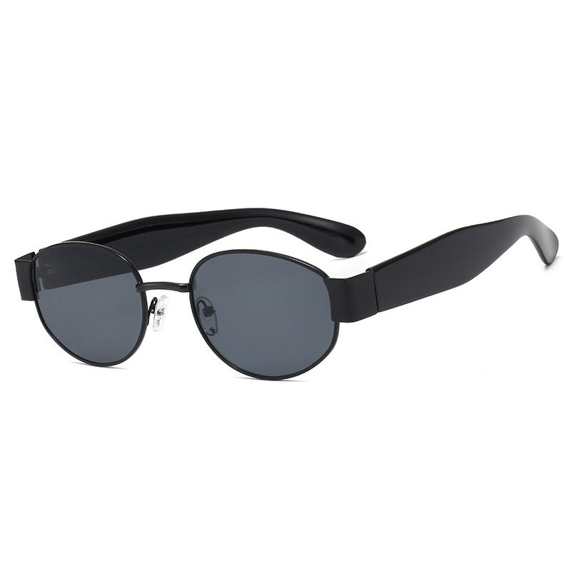 European and American Ins Glasses Trendy Women's Sunglasses Bouncy Internet Celebrity Oval Metal Photo Decorative Sunglasses 3452