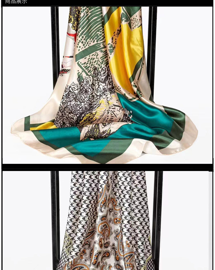 Double-sided scarf 90 square scarf summer women's thin decorative versatile small scarf shawl scarf scarf