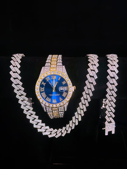 Tiktok Hot-Selling Fashion Casual Men's Watch Full Diamond Watch Men's Factory Price Direct Sale Complete Colors