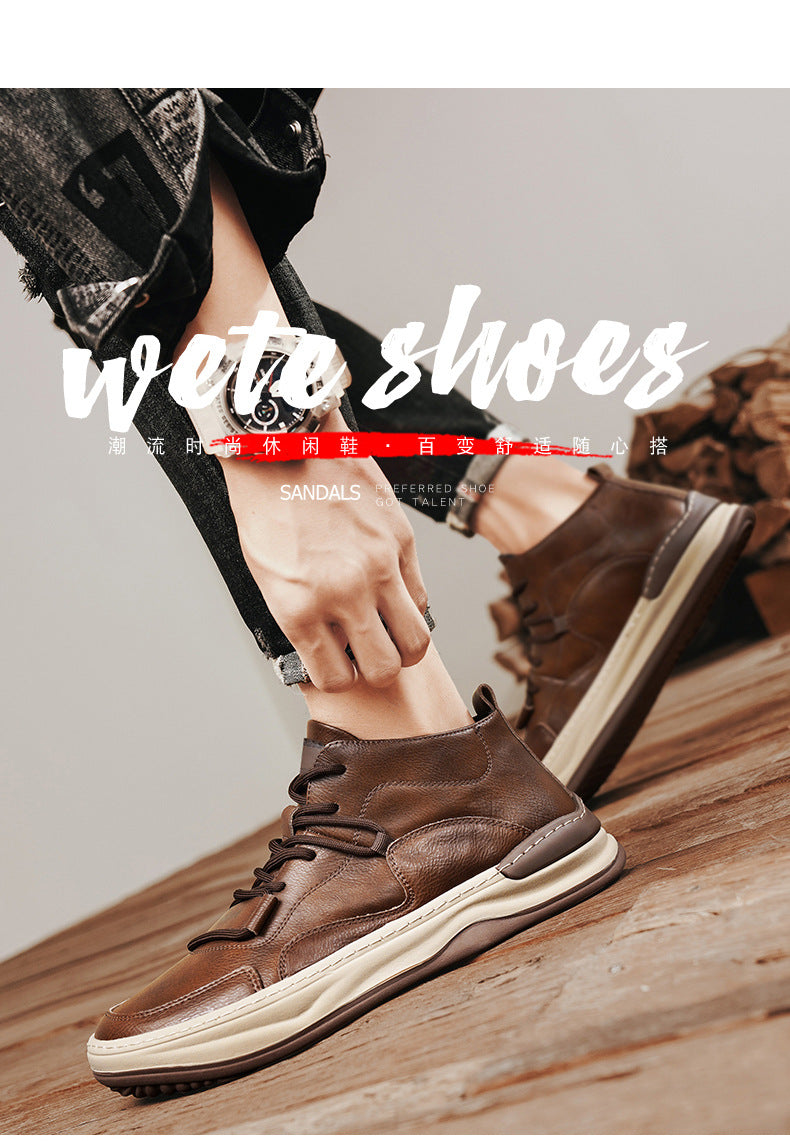 Men's Shoes Autumn New High-top Casual Shoes All-match Fashion Sports Trendy Shoes for Teenagers and Students Waterproof Non-slip Sneakers