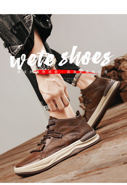 Men's Shoes Autumn New High-top Casual Shoes All-match Fashion Sports Trendy Shoes for Teenagers and Students Waterproof Non-slip Sneakers