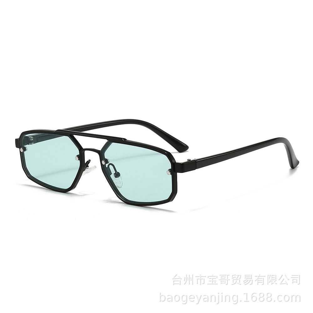 Metal Sunglasses New Trendy Cat-Eye Sunglasses for Men and Women Double Bridge Glasses in Stock Wholesale Polarized Sunglasses