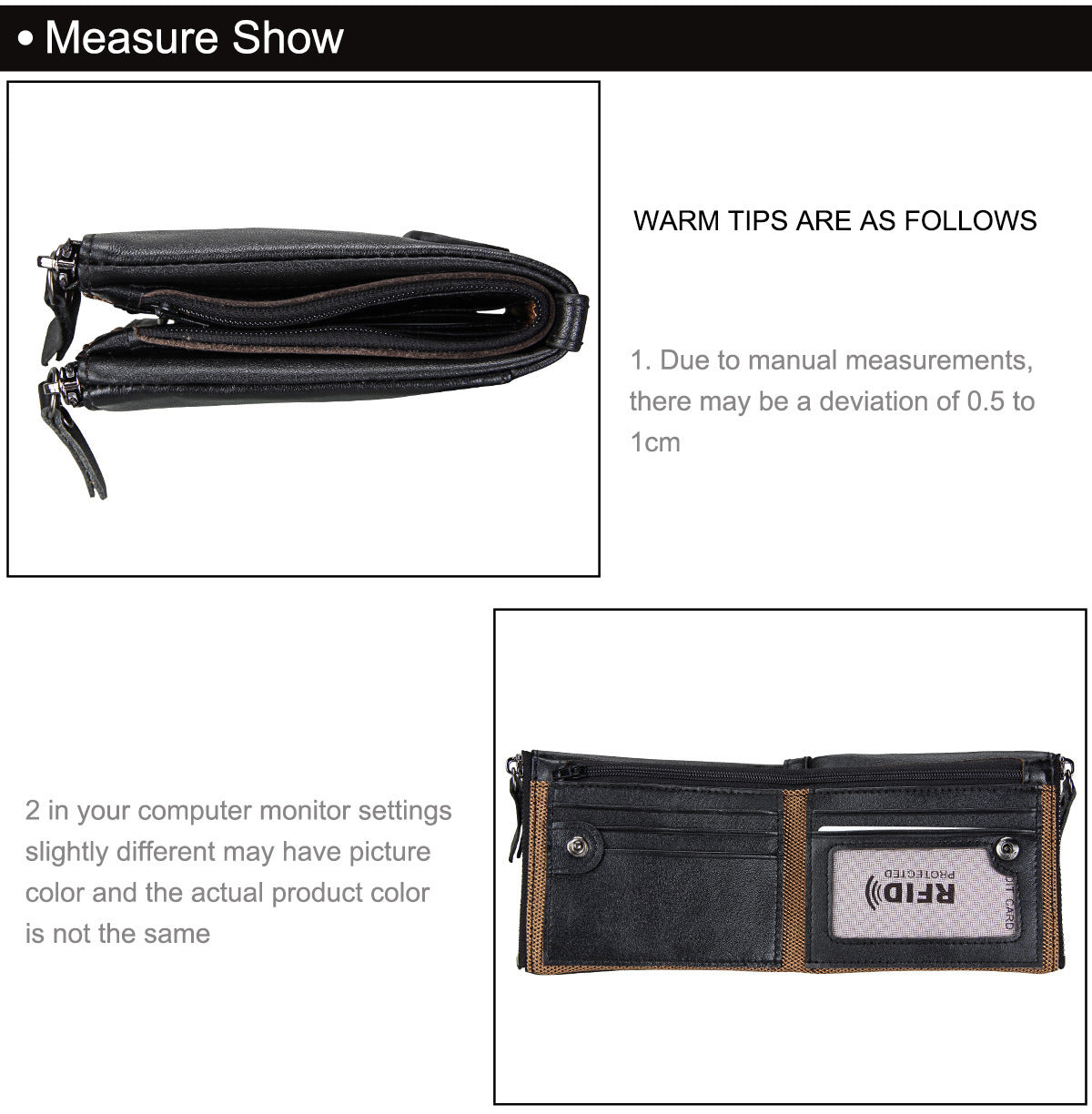 Crazy Horse Cowhide Men's Wallet RFID Anti-theft Brush Cowhide Short Men's Ticket Clip Wallet Double Zipper Coin Purse