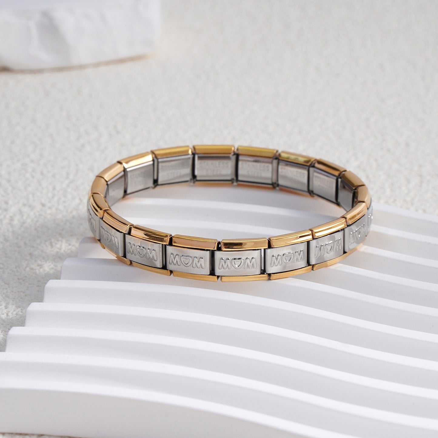 Cross-border Fashion Stainless Steel Module Bracelet MOM Series New Strange Diy Elastic Bracelet Detachable Bracelet Accessories