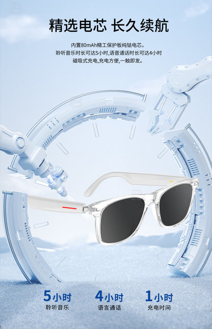 Smart Ai Bluetooth Translation Glasses, Sunglasses, Polarized, Anti-Uv, Anti-Blue Light, Listening to Music and Calls, Transparent Lens Replacement