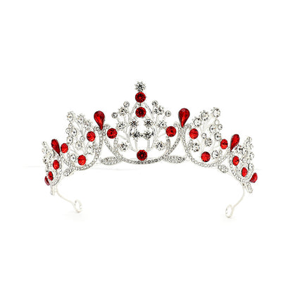 Super Fairy New Princess Sweet Bridal Crown Red Tiara Crystal Toast Clothing Hair Accessories 18Th Birthday Gift