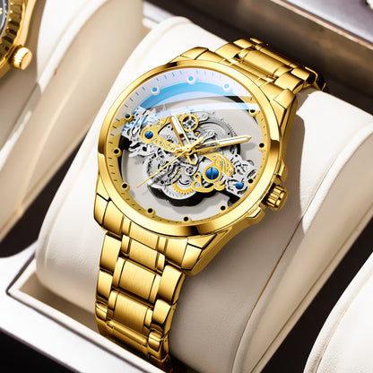 Cross-Border Dropshipping New Double-Sided Hollow Fully Automatic Movement Non-Mechanical Watch Tourbillon Watch Men's Waterproof