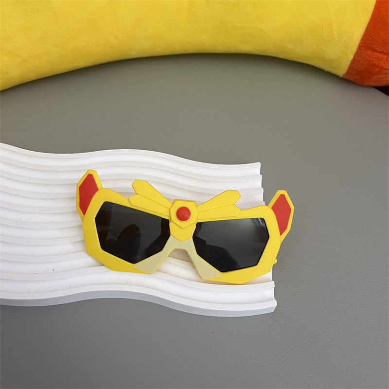 New Baby Sunglasses, Cute Boy Cartoon Mecha, Funny Street Photography, Trendy Anti-Uv Sunscreen Children's Sunglasses