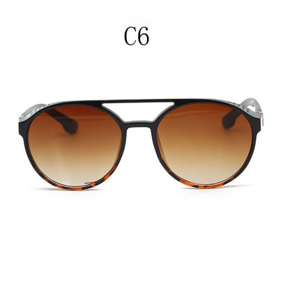 European and American Fashion Trend New Double-Beam Sunglasses Steampunk Sunglasses Round Retro Sunglasses 97040