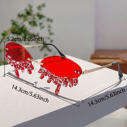 Cross-border New European and American Borderless Diamond-encrusted Angel Tears Sunglasses Spice Girls Street Shooting Cool Personality Funny Sunglasses