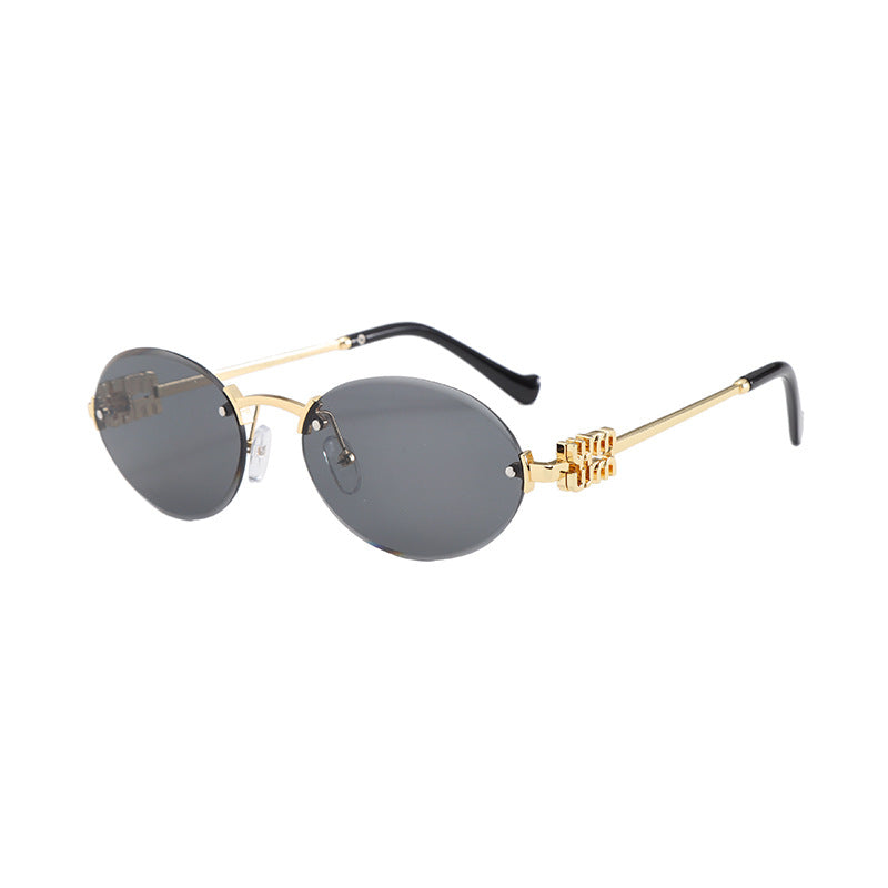 Frameless Letter Sunglasses with a High-End Feel, Personalized Metal Street Style Sunglasses, Retro Internet Celebrity Street Style, Trendy Sweet and Cool Hot Girl Sunglasses