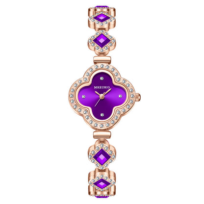 Live Hot Hot Hot Fashion Four-leaf Clover Bracelet Quartz Watch Emerald Women's Watch Women's Watch Factory Wholesale