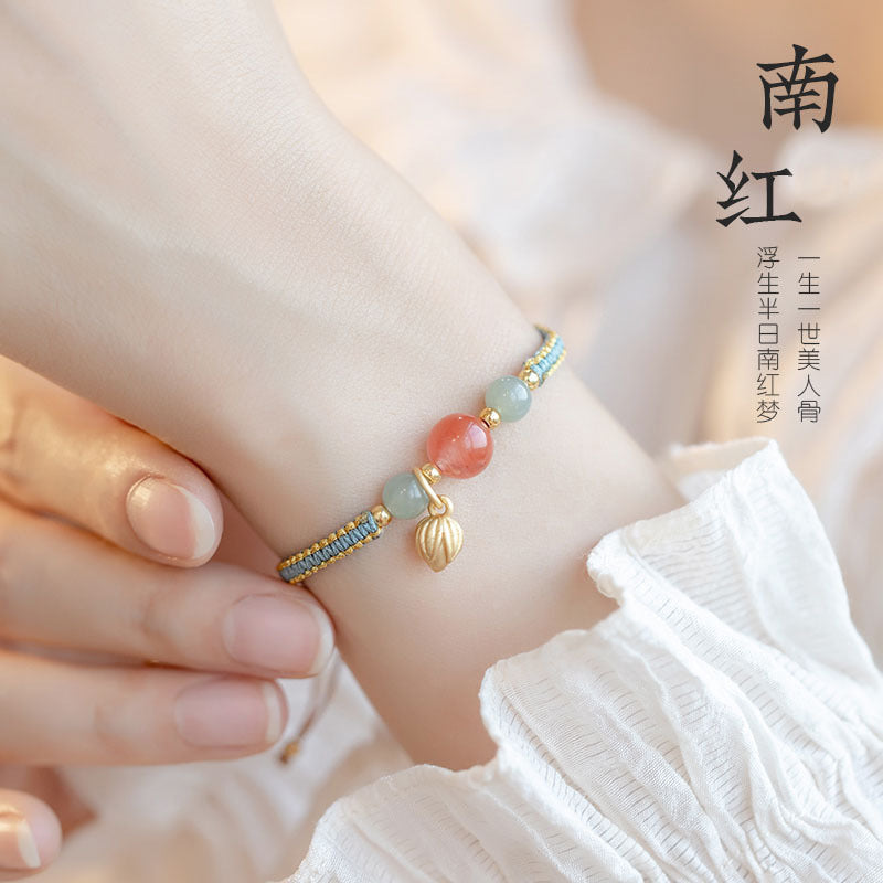 New Chinese Style Design Sense Plum Blossom Woven Bracelet for Women Chinese Style Adjustable Woven Hand Rope Gifts Hand Woven Rope