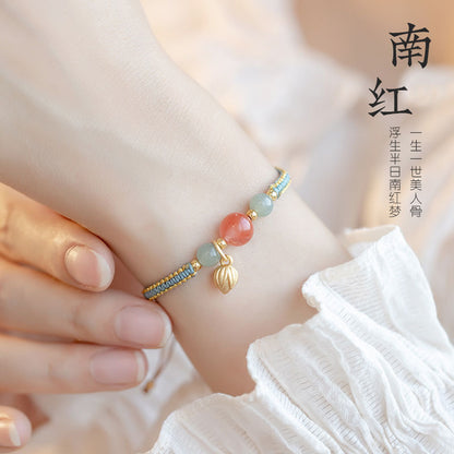 New Chinese Style Design Sense Plum Blossom Woven Bracelet for Women Chinese Style Adjustable Woven Hand Rope Gifts Hand Woven Rope