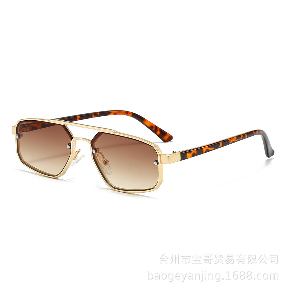 Metal Sunglasses New Trendy Cat-Eye Sunglasses for Men and Women Double Bridge Glasses in Stock Wholesale Polarized Sunglasses
