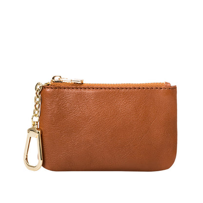 European and American Genuine Leather Cowhide Coin Purse Simple Mini Zipper Coin Bag 2025 New Small Wallet Women's Short Ultra-Thin