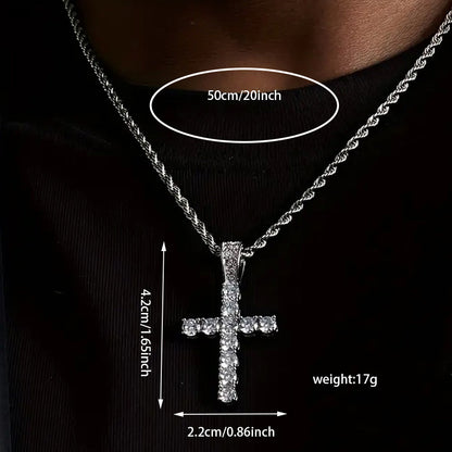 Hiphop Hip Hop Diamond Watch Five-Piece Diamond Cuban Chain Cross Necklace Cuban Ring Cross Border Wholesale