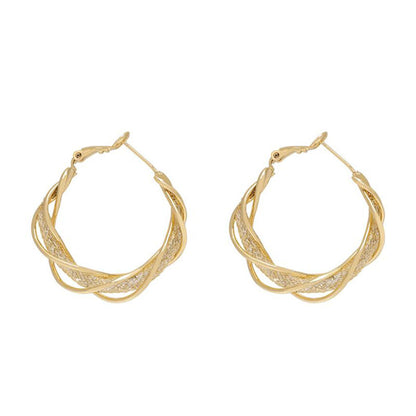 European and American New Full Diamond Circle Earrings Niche Light Luxury Design Sense Earrings Female Temperament Exaggerated Circle Fashion Earrings