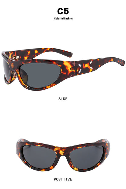2023 New Y2K Hot Girl Cycling Sunglasses Future Technology Sunglasses Concave Shape Photo Sunglasses Trendy