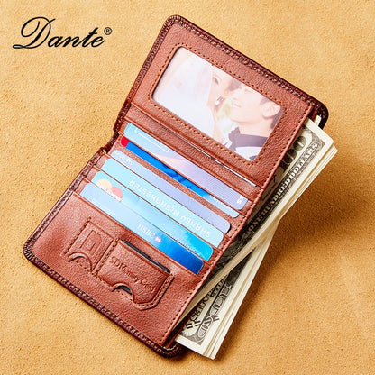 New Men's Wallet 20% Discount Vertical Top Layer Cowhide Anti-theft Credit Card Degaussing Leather Wallet Cross-border Explosive Wallet