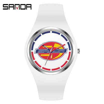 SANDA Outdoor Sports Watch Simple Waterproof Men's and Women's Fashion Quartz Watch Silicone Tape Casual Student Quartz Watch