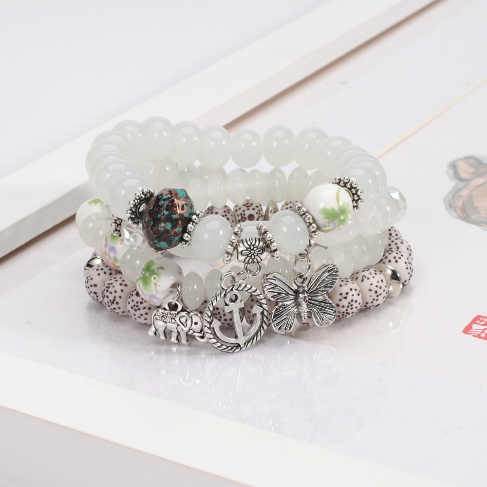 2022 Bohemian Butterfly Ship Anchor Elephant Pendant Multi-layer Bracelet Wholesale Bracelet Factory New Style Bracelet