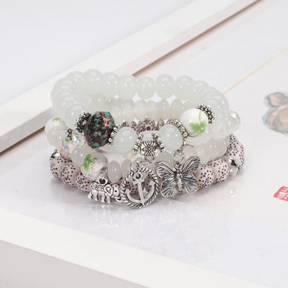 2022 Bohemian Butterfly Ship Anchor Elephant Pendant Multi-layer Bracelet Wholesale Bracelet Factory New Style Bracelet