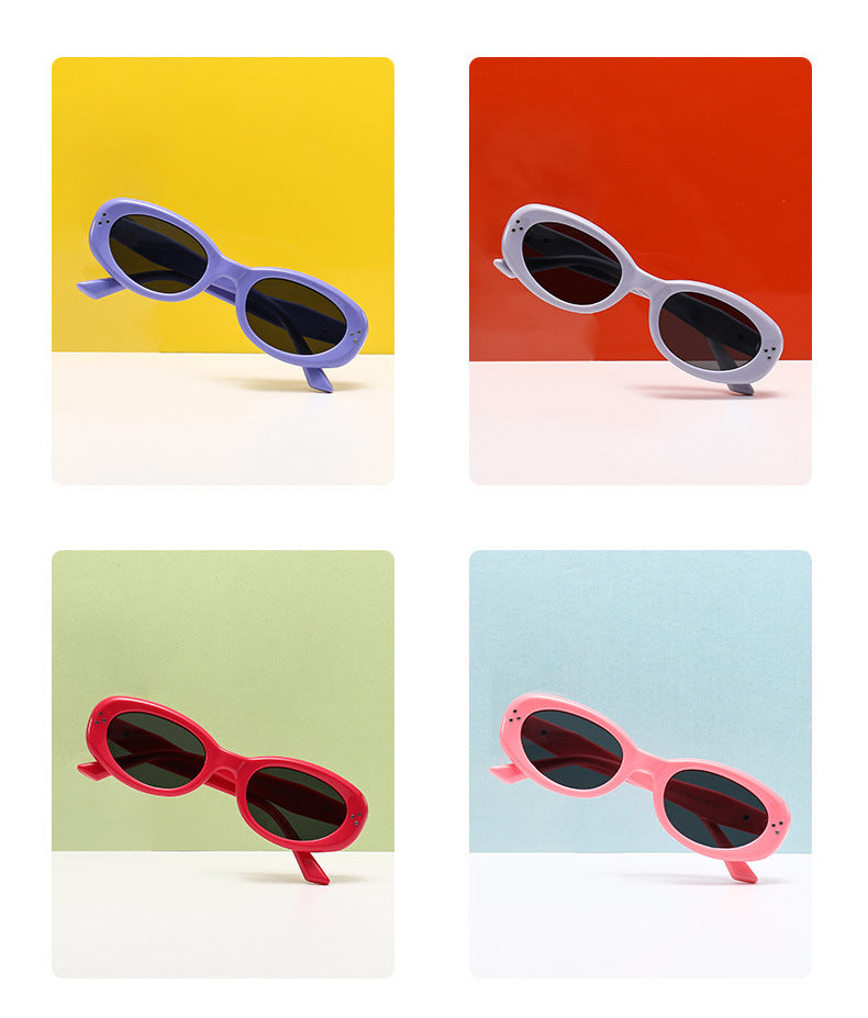 2024 new fashion rice nail polarized children's sunglasses silicone oval small frame sunscreen baby sunglasses 7-130