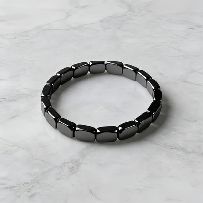 Cross-Border European and American Fashion Hot-Selling Hematite Black Gallstone Elastic Square Beaded Unisex Bracelet Jewelry Wholesale