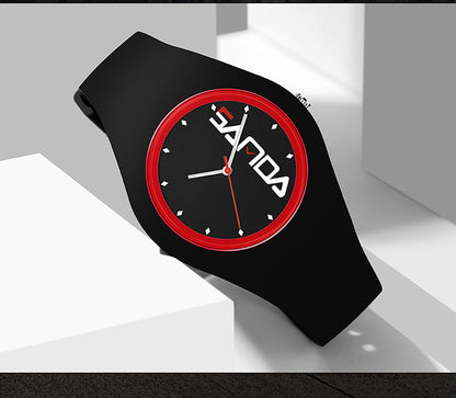 SANDA Outdoor Sports Watch Simple Waterproof Men's and Women's Fashion Quartz Watch Silicone Tape Casual Student Quartz Watch