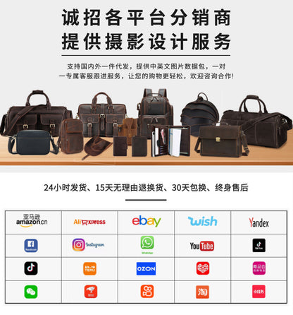 Crazy Horse Leather National Trend Long Wallet Men's Large Capacity Zipper Clutch Genuine Leather Retro Style Men's Wallet Card Holder