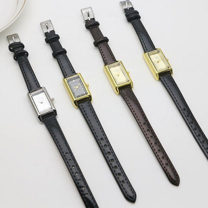 Small Rectangular Thin Strap Simple Women's Leather Strap Watch Trendy Leather Strap Watch Women's Quartz Watch 270