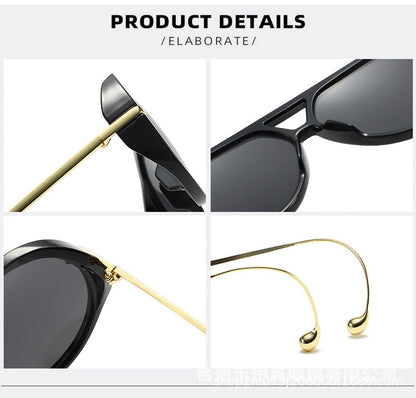 European and American Retro Large Frame Classic Double Beam Sunglasses New Personalized Outdoor Anti-ultraviolet Tide Men's and Women's Cross-border Sunglasses
