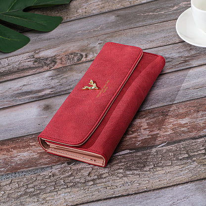 Long Women's Wallet Frosted Cover Wallet Soft Leather Wallet Fashion Retro Large Capacity Hand Bag