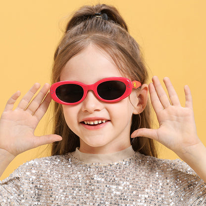 2024 new fashion rice nail polarized children's sunglasses silicone oval small frame sunscreen baby sunglasses 7-130