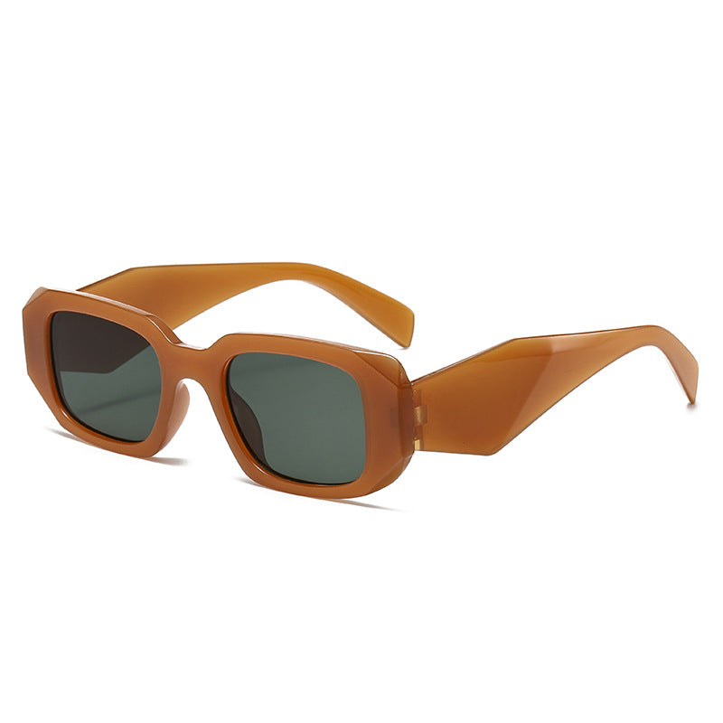 New Trendy Ins Female Internet Celebrity Plain Street Style Sunglasses Fashionable Rhombus Wide Leg Outdoor Trendy Square Frame Sunglasses