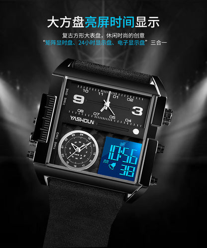 Multifunctional Sports Watch Men's Large Dial Digital Dual Display Electronic Watch Waterproof Belt Men's Watch Cross-border Foreign Trade Watch