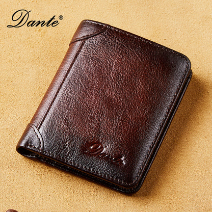 New Men's Wallet 20% Discount Vertical Top Layer Cowhide Anti-theft Credit Card Degaussing Leather Wallet Cross-border Explosive Wallet