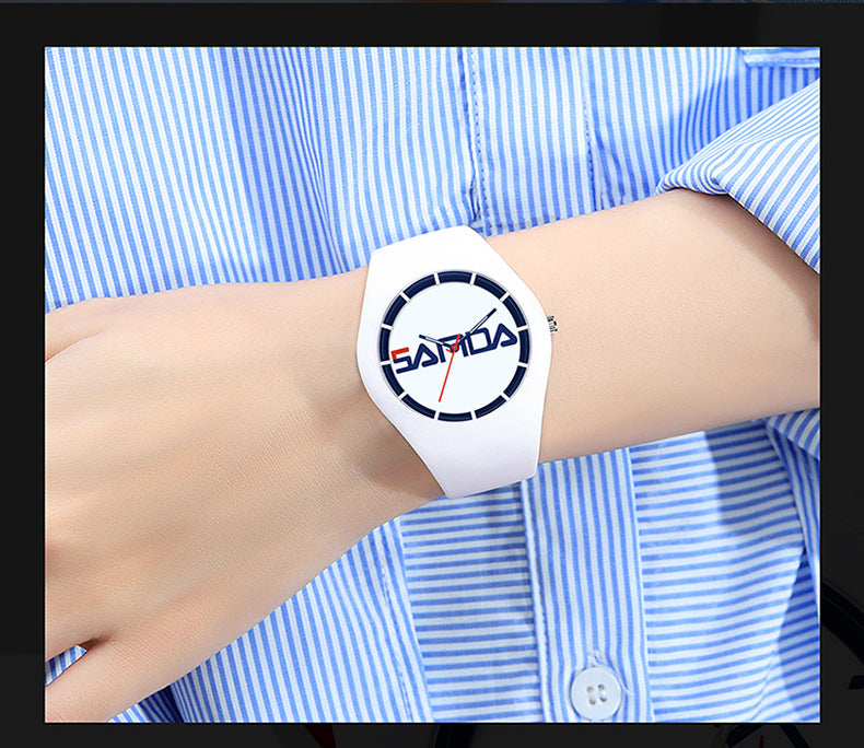 SANDA Outdoor Sports Watch Simple Waterproof Men's and Women's Fashion Quartz Watch Silicone Tape Casual Student Quartz Watch