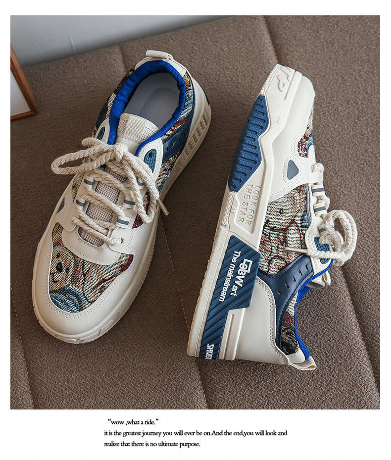 National Trend Men's Shoes 2024 Autum New Breathable Canvas Shoes Men's Niche Original Casual Shoes Sneakers Thick-Soled Student Shoes