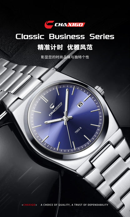 Swiss Brand Chaxigo Ultra-Thin Men's Watch Waterproof Luminous Quartz Watch Alloy Export Hot Model Dropshipping