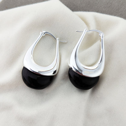 Simple New Trim Qiao Huan European and American Blogger Same Style Glaze Water Drops High-end Commuter Bag Earrings Earrings for Women