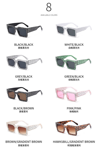 Diamond-Encrusted Starry Sky Square Sunglasses, Personalized Sunglasses, Fashionable Internet Celebrity Street Photography, Catwalk Versatile Sunglasses