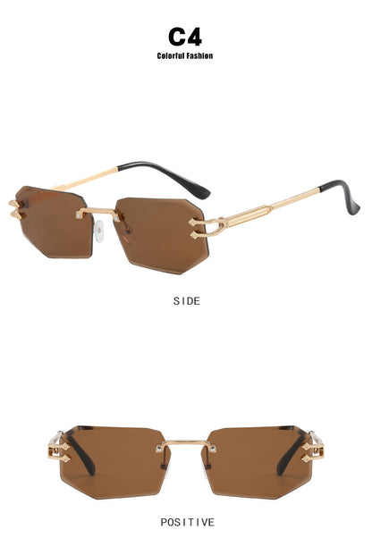 Irregular Frameless Edge-Cut Sunglasses 2024 New Style Personalized Fashion Sunglasses Street Style Trendy Sunglasses for Women